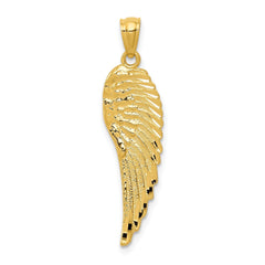 14K Yellow Gold Angel Wing Pendant, 32mm - JewelryAffairs