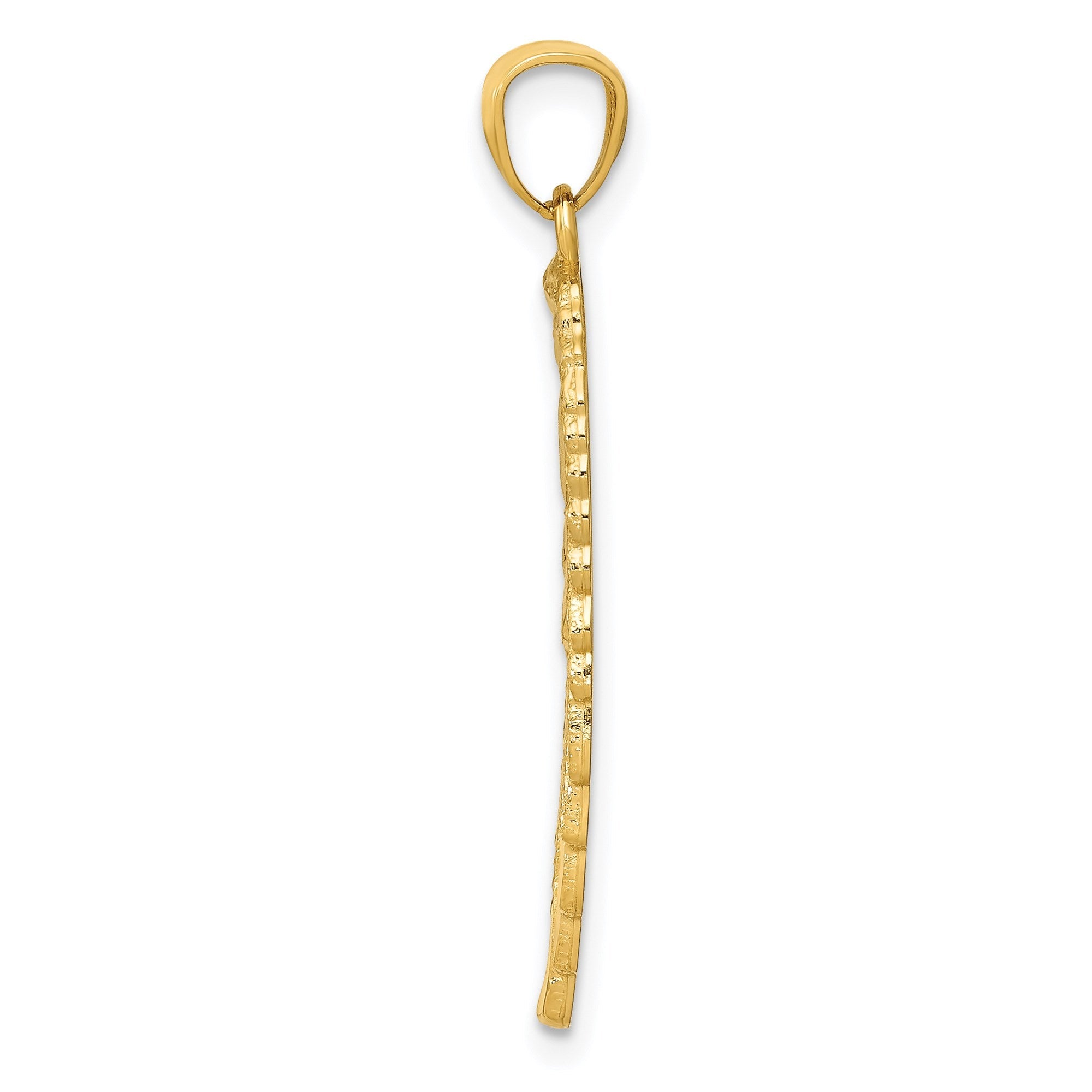 14K Yellow Gold Angel Wing Pendant, 32mm - JewelryAffairs