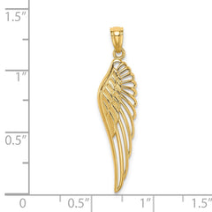 14K Yellow Gold Angel Wing Pendant, 33mm Length - JewelryAffairs