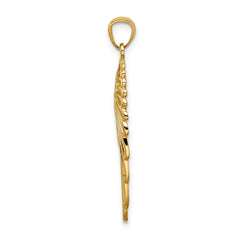 14K Yellow Gold Angel Wing Pendant, 33mm Length - JewelryAffairs