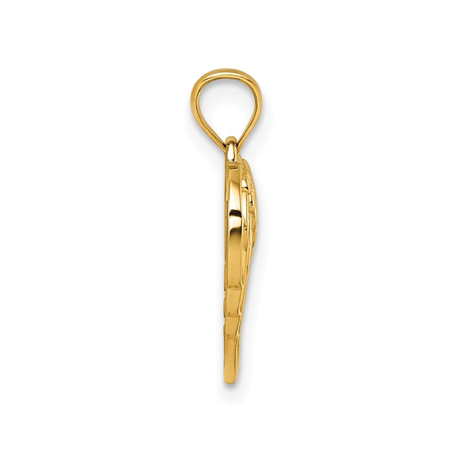14k Yellow Gold Angel Wings Heart Pendant, 19x13mm