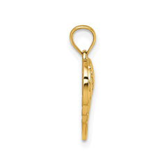 14k Yellow Gold Angel Wings Heart Pendant, 19x13mm