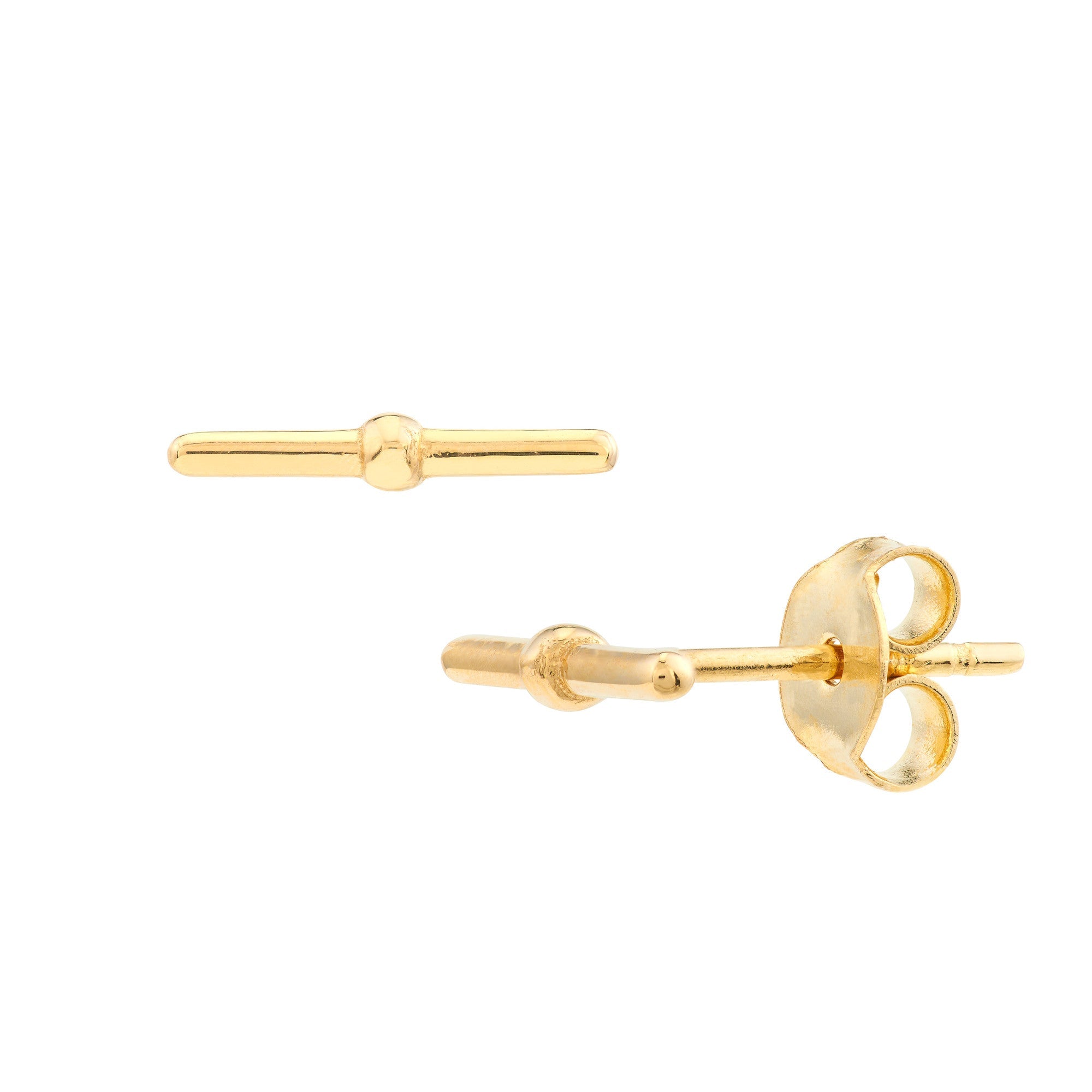 14K Yellow Gold Bar Stud Earrings, 6mm - JewelryAffairs