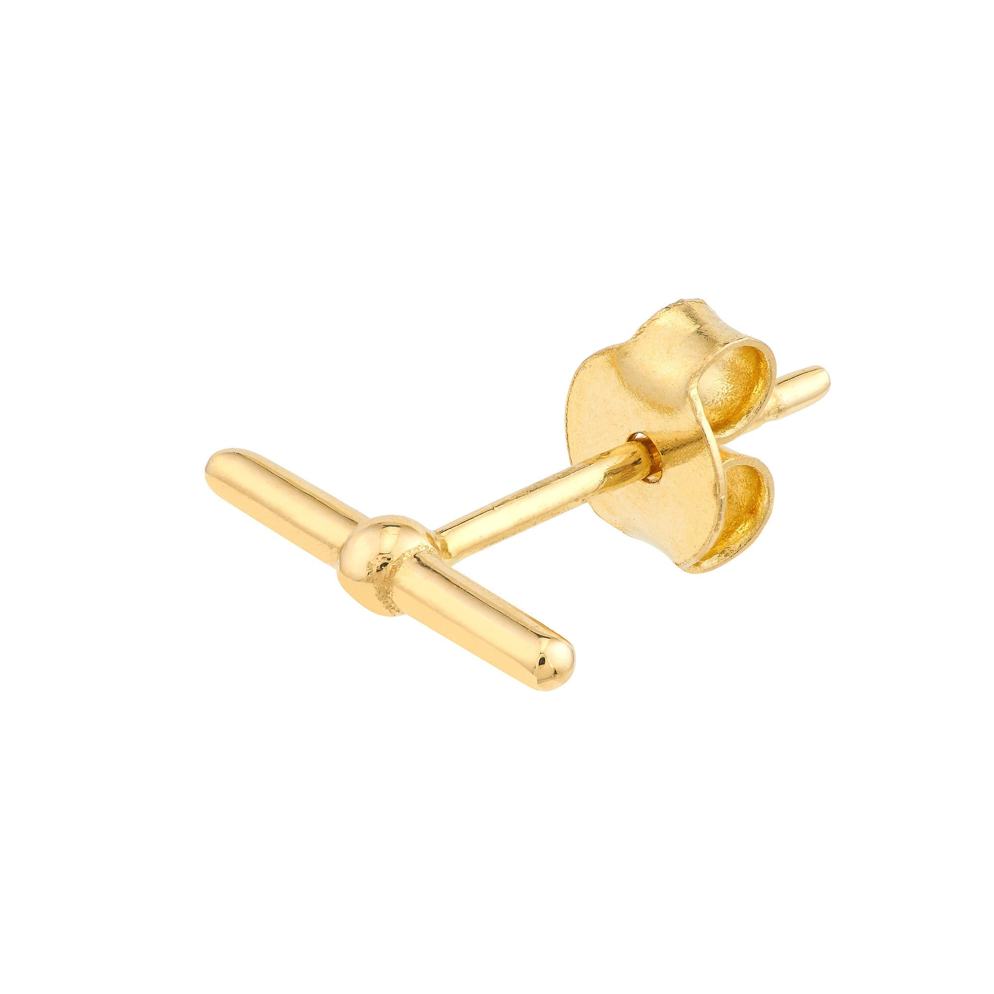 14K Yellow Gold Bar Stud Earrings, 6mm - JewelryAffairs
