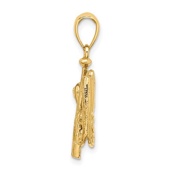 14K Yellow Gold Baseball Glove Bat Ball Pendant, 17x12mm - JewelryAffairs