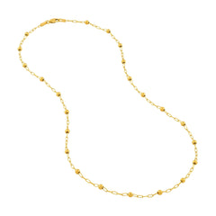 14k Yellow Gold Beaded Paper Clip Chain 18 Inch