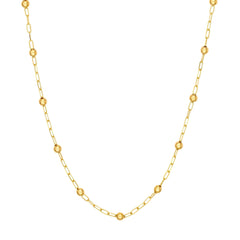 14k Yellow Gold Beaded Paper Clip Chain 18 Inch