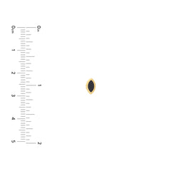 14k Yellow Gold Black Enamel Marquise Stud Earrings, 5mm