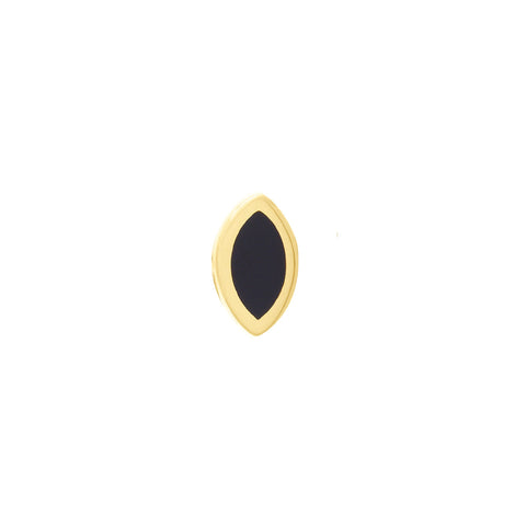 14k Yellow Gold Black Enamel Marquise Stud Earrings, 5mm