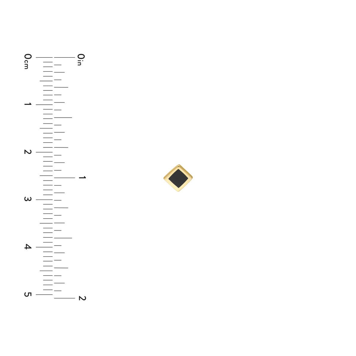 14k Yellow Gold Black Enamel Rhombus Stud Earrings, 5mm - JewelryAffairs