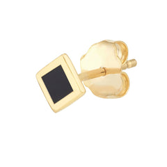 14k Yellow Gold Black Enamel Rhombus Stud Earrings, 5mm - JewelryAffairs