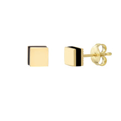 14K Yellow Gold Black Enamel Square Stud Earrings, 6mm - JewelryAffairs