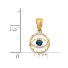 14k Yellow Gold Blue Enamel Eye Pendant, 16mm - JewelryAffairs