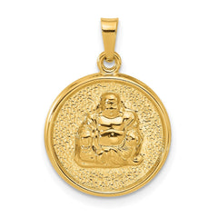 14K Yellow Gold Buddha Round Charm Pendant