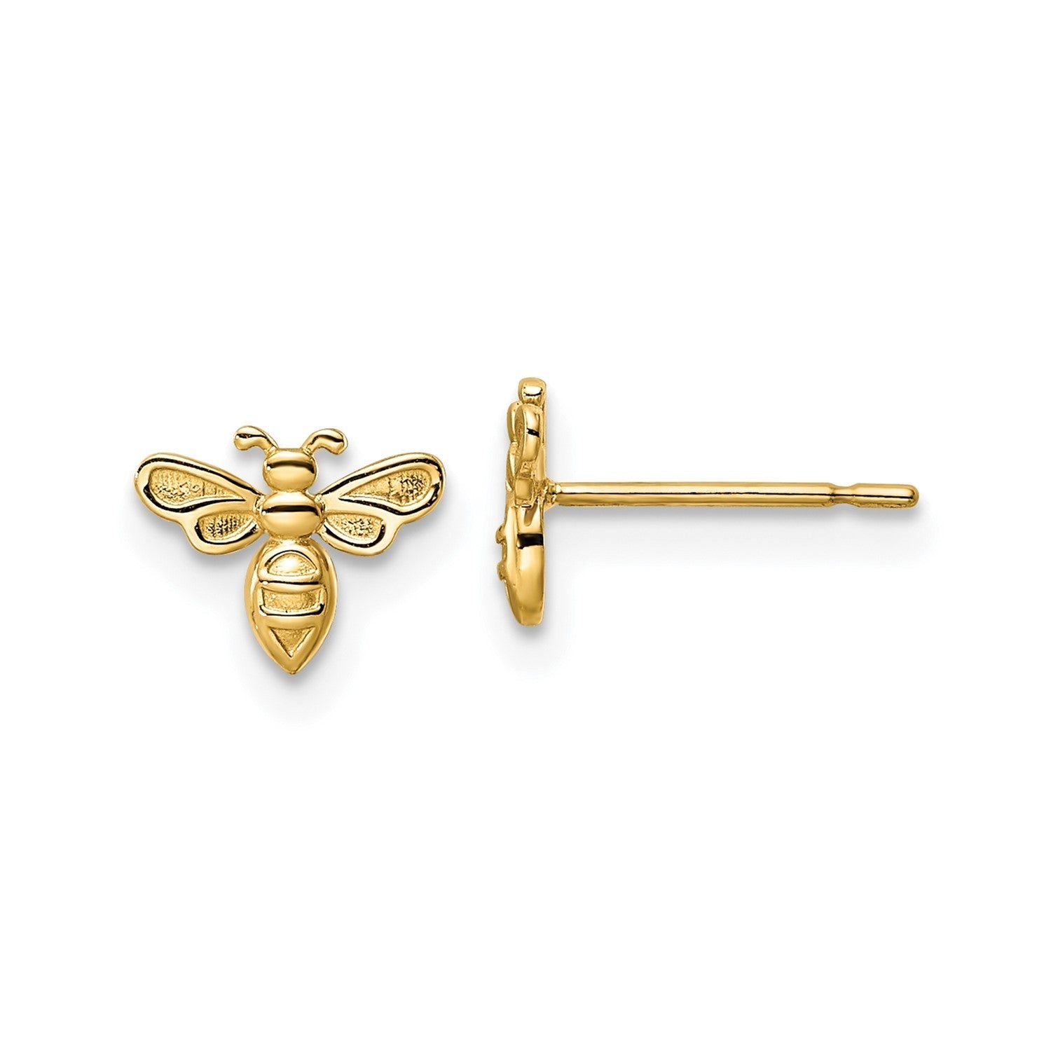 14k Yellow Gold Bumble Bee Post Stud Earrings - JewelryAffairs