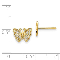 14K Yellow Gold Butterfly Design Post Earrings, 7x9mm - JewelryAffairs