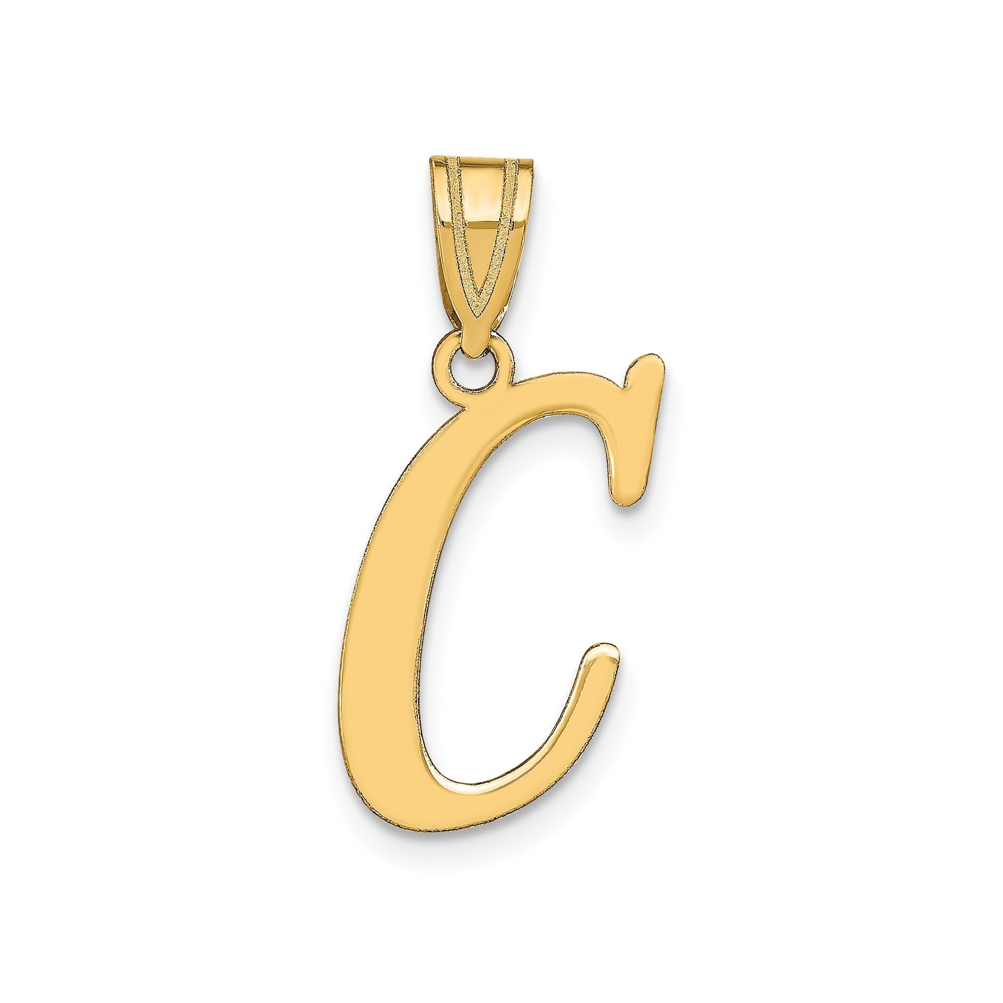 14k Yellow Gold Capital Font Letter Initial Pendant, 17x14mm - JewelryAffairs