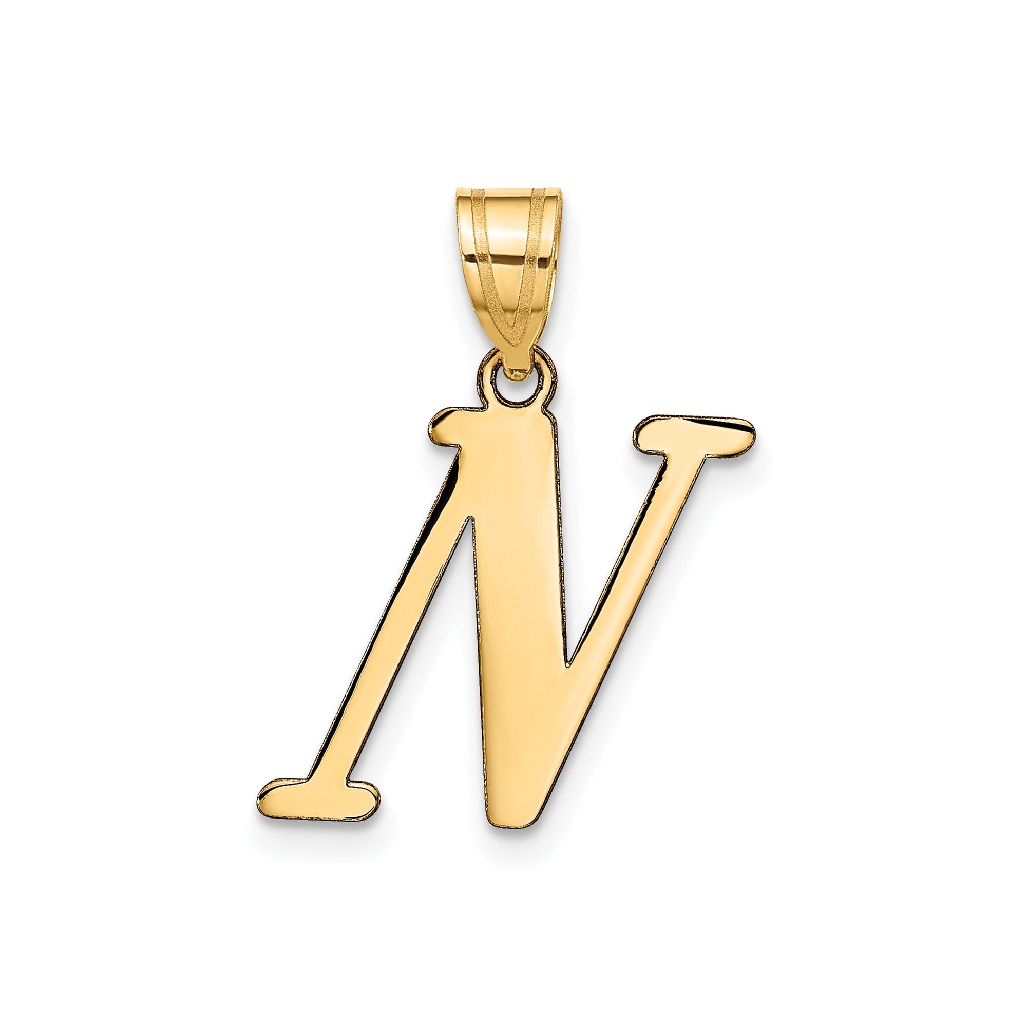 14k Yellow Gold Capital Font Letter Initial Pendant, 17x14mm - JewelryAffairs