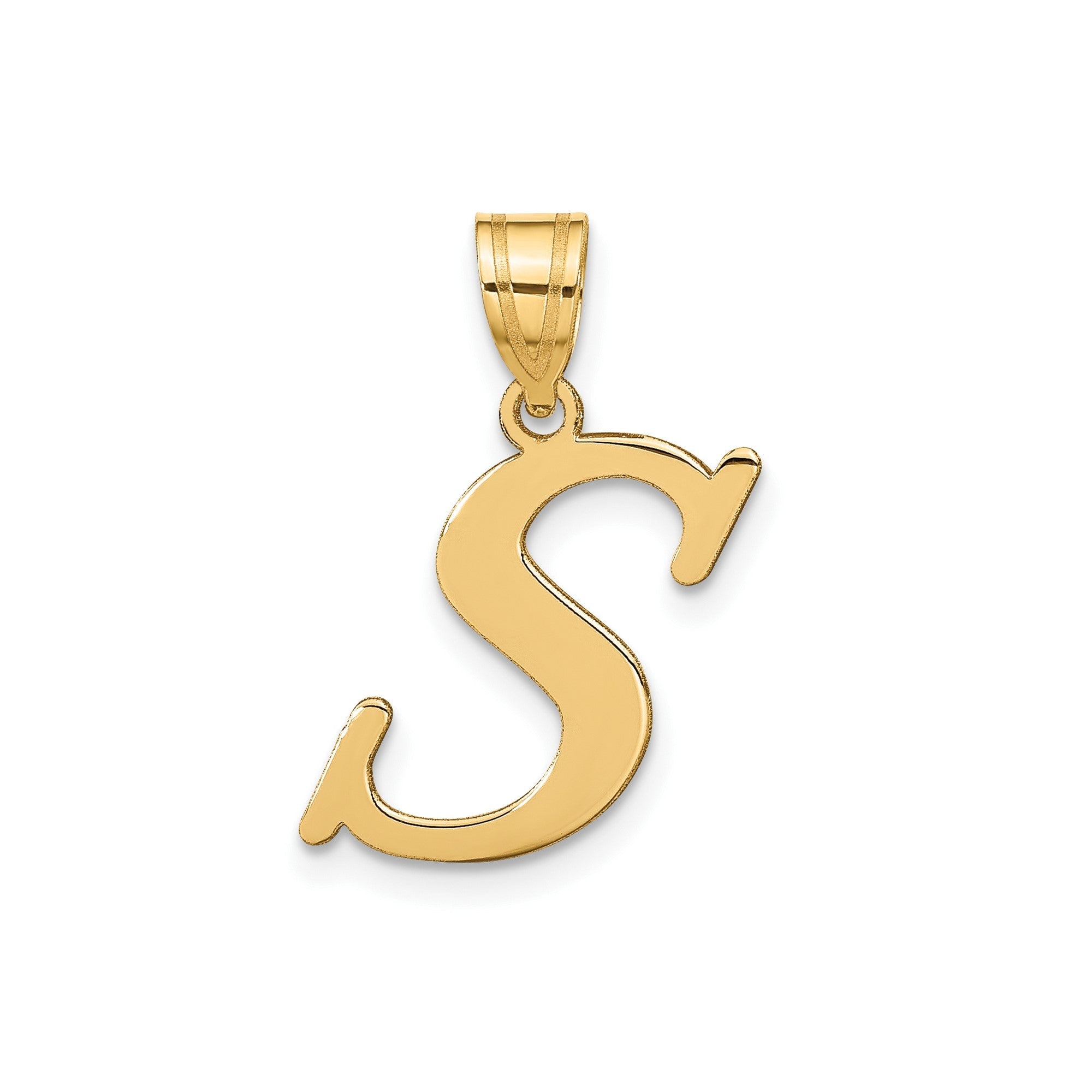 14k Yellow Gold Capital Font Letter Initial Pendant, 17x14mm - JewelryAffairs