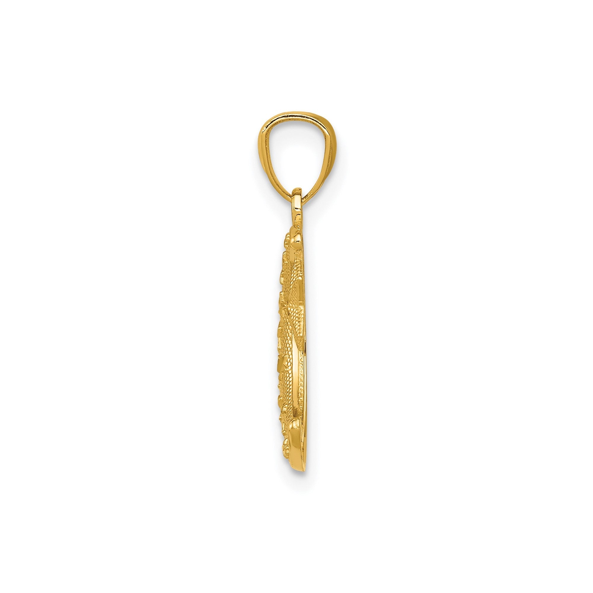 14k Yellow Gold Crescent Moon and Star Pendant, 19mm - JewelryAffairs