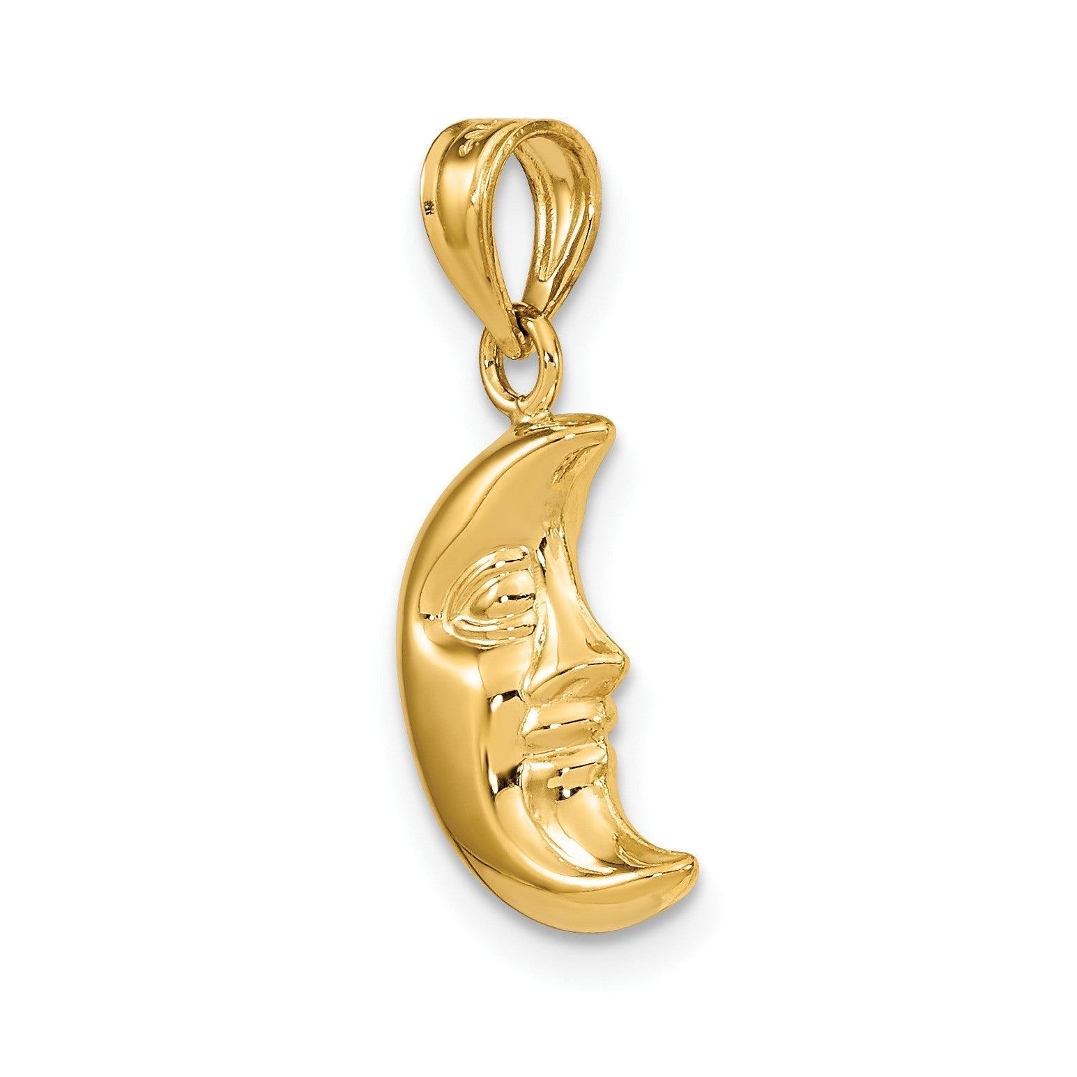 14k Yellow Gold Crescent Moon Pendant, 21x10mm - JewelryAffairs