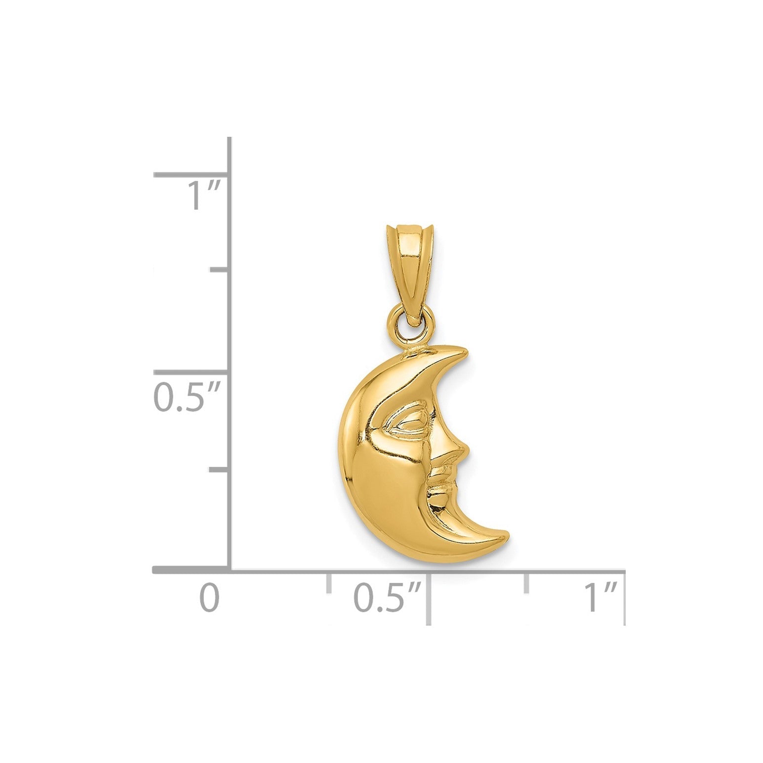 14k Yellow Gold Crescent Moon Pendant, 21x10mm - JewelryAffairs