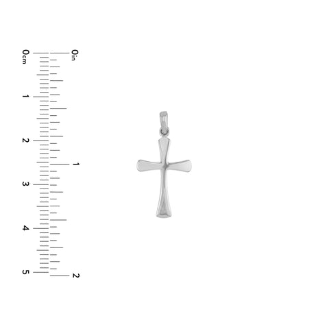 14K Yellow Gold Cross Pendant, Flared Edges, 1 Inch Length