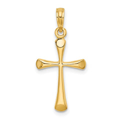14k Yellow Gold Cross Pendant, High Polished Beveled Tips, 25x13mm - JewelryAffairs