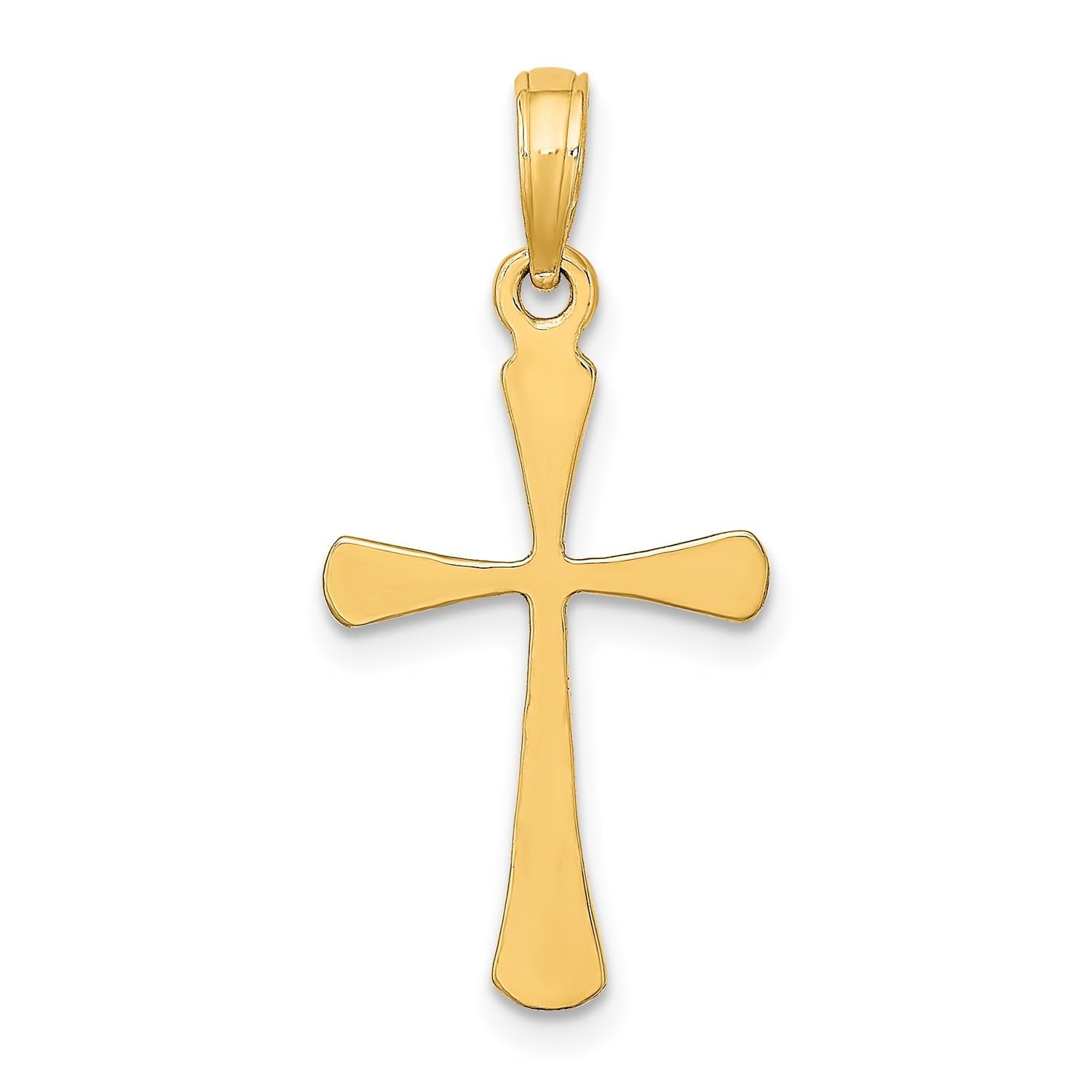 14k Yellow Gold Cross Pendant, High Polished Beveled Tips, 25x13mm - JewelryAffairs