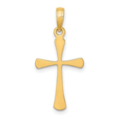 14k Yellow Gold Cross Pendant, High Polished Beveled Tips, 25x13mm - JewelryAffairs