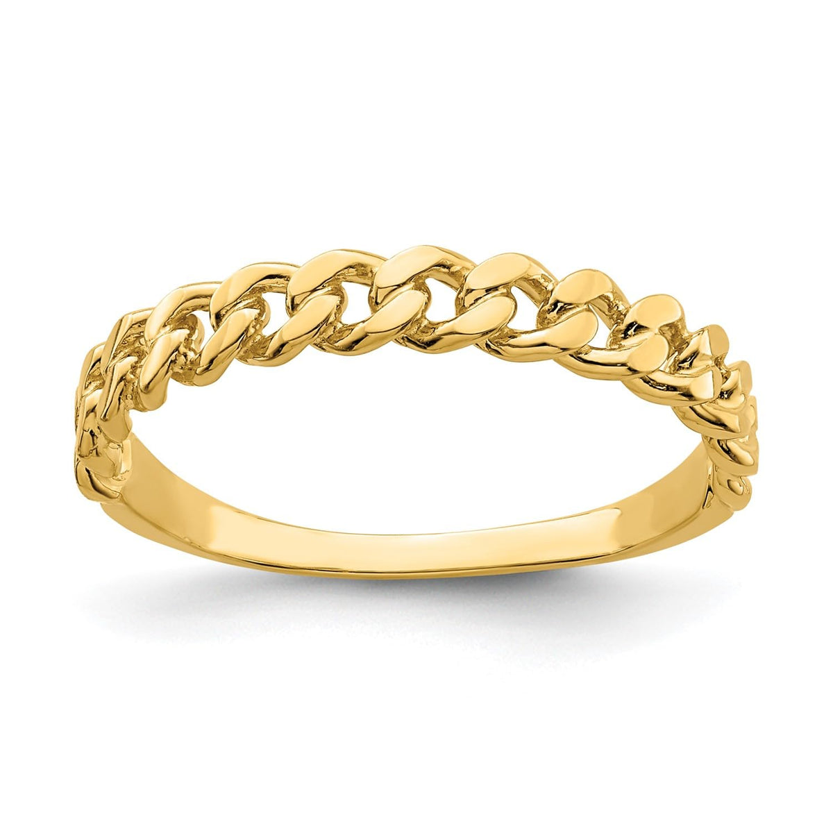 14k Yellow Gold Curb Chain Link Band Ring, Size 7 - JewelryAffairs