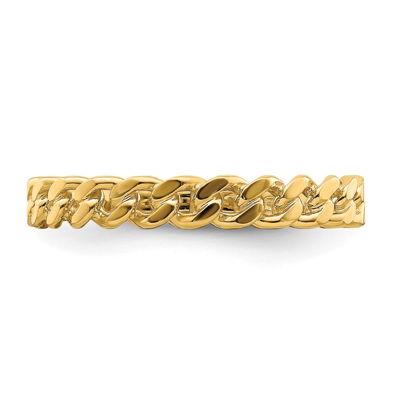 14k Yellow Gold Curb Chain Link Band Ring, Size 7 - JewelryAffairs
