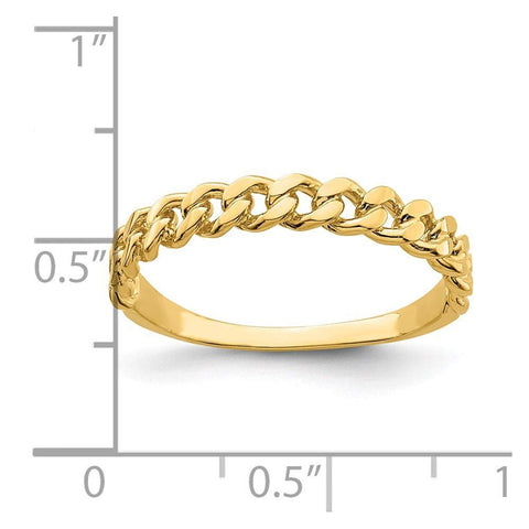 14k Yellow Gold Curb Chain Link Band Ring, Size 7