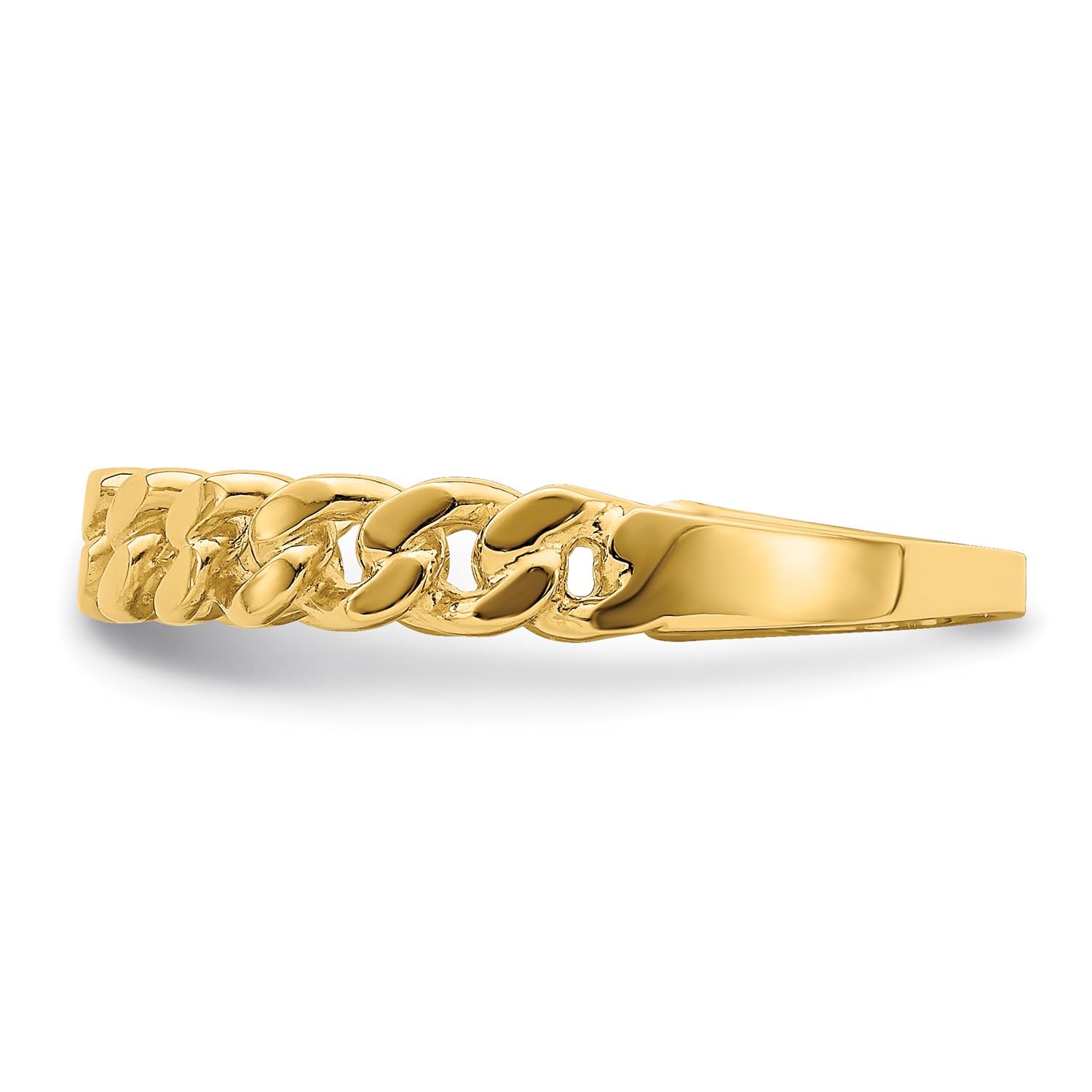 14k Yellow Gold Curb Chain Link Band Ring, Size 7 - JewelryAffairs