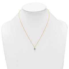 14K Yellow Gold CZ Solitaire Pendant Necklace, 18"