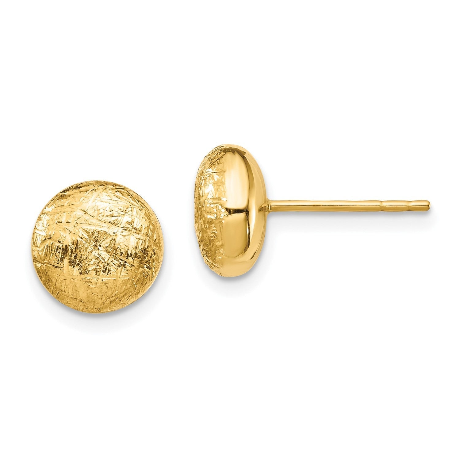 14K Yellow Gold Designer Ball Stud Earrings, 9mm - JewelryAffairs