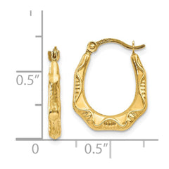 14k Yellow Gold Designer Oval Hoop Earrings, 17x14mm