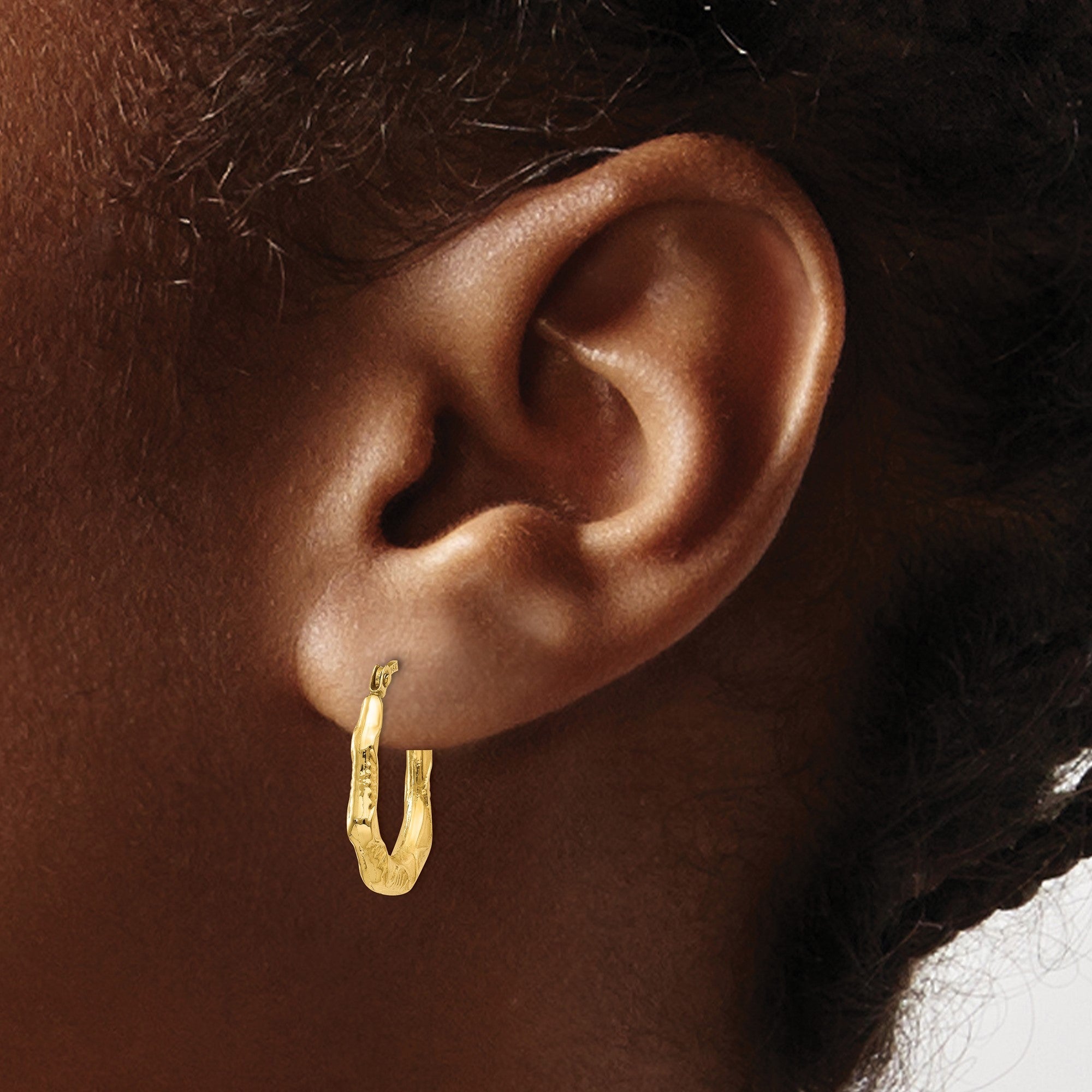 14k Yellow Gold Designer Oval Hoop Earrings, 17x14mm