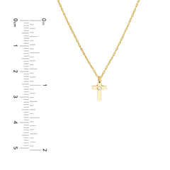 14k Yellow Gold Diamond Cross Pendant Necklace, Adjustable Chain 16-18 Inches
