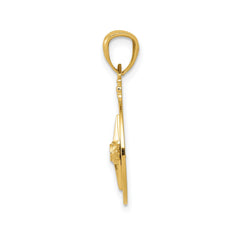 14k Yellow Gold Diamond - cut Compass Pendant, 22mm - JewelryAffairs