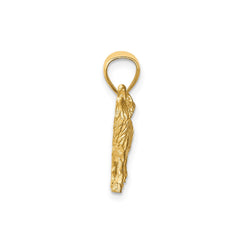 14k Yellow Gold Diamond Cut Wolf Pendant Charm, 18mm - JewelryAffairs