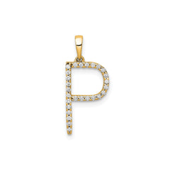 14K Yellow Gold Diamond Letter Initial Pendant