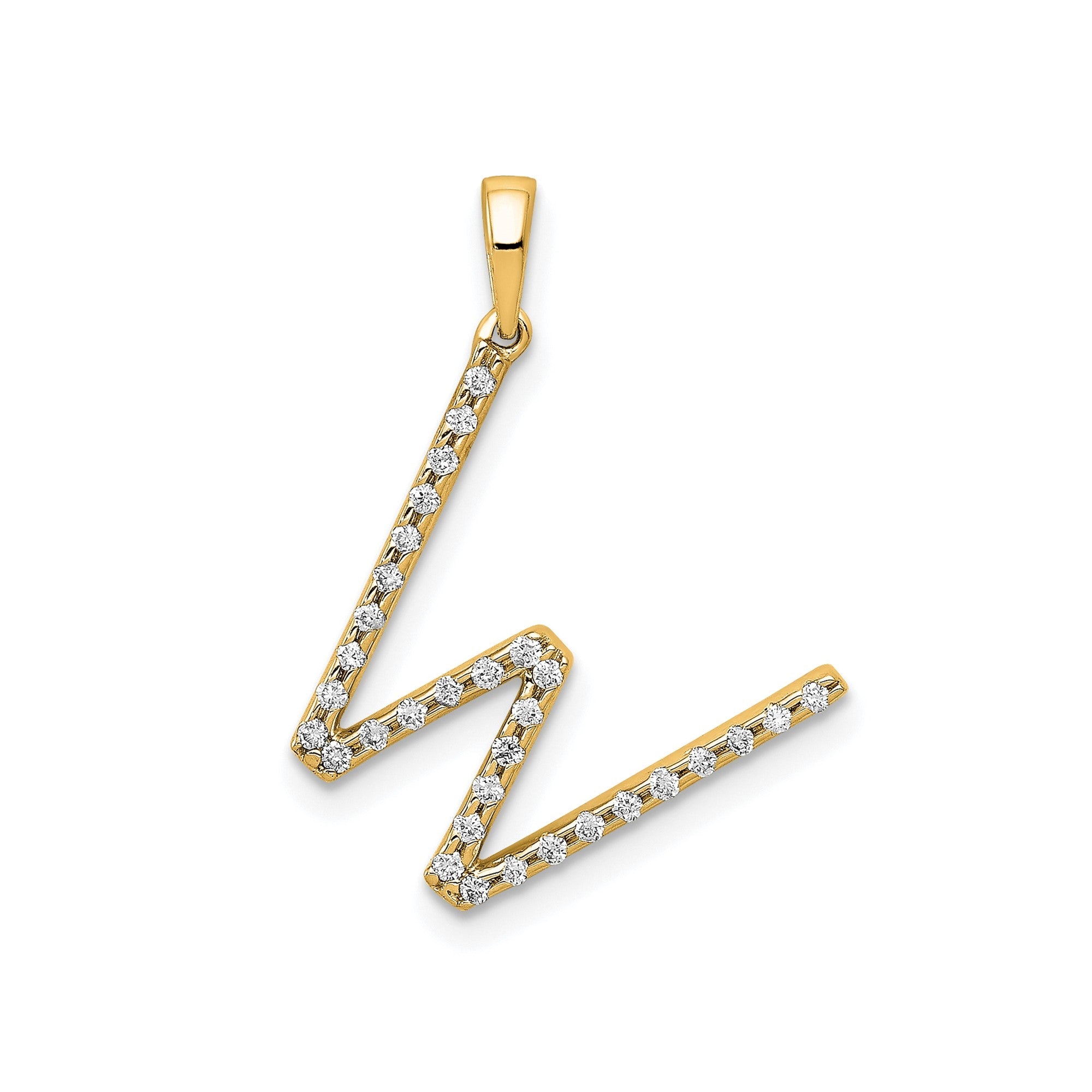 14K Yellow Gold Diamond Letter Initial Pendant - JewelryAffairs