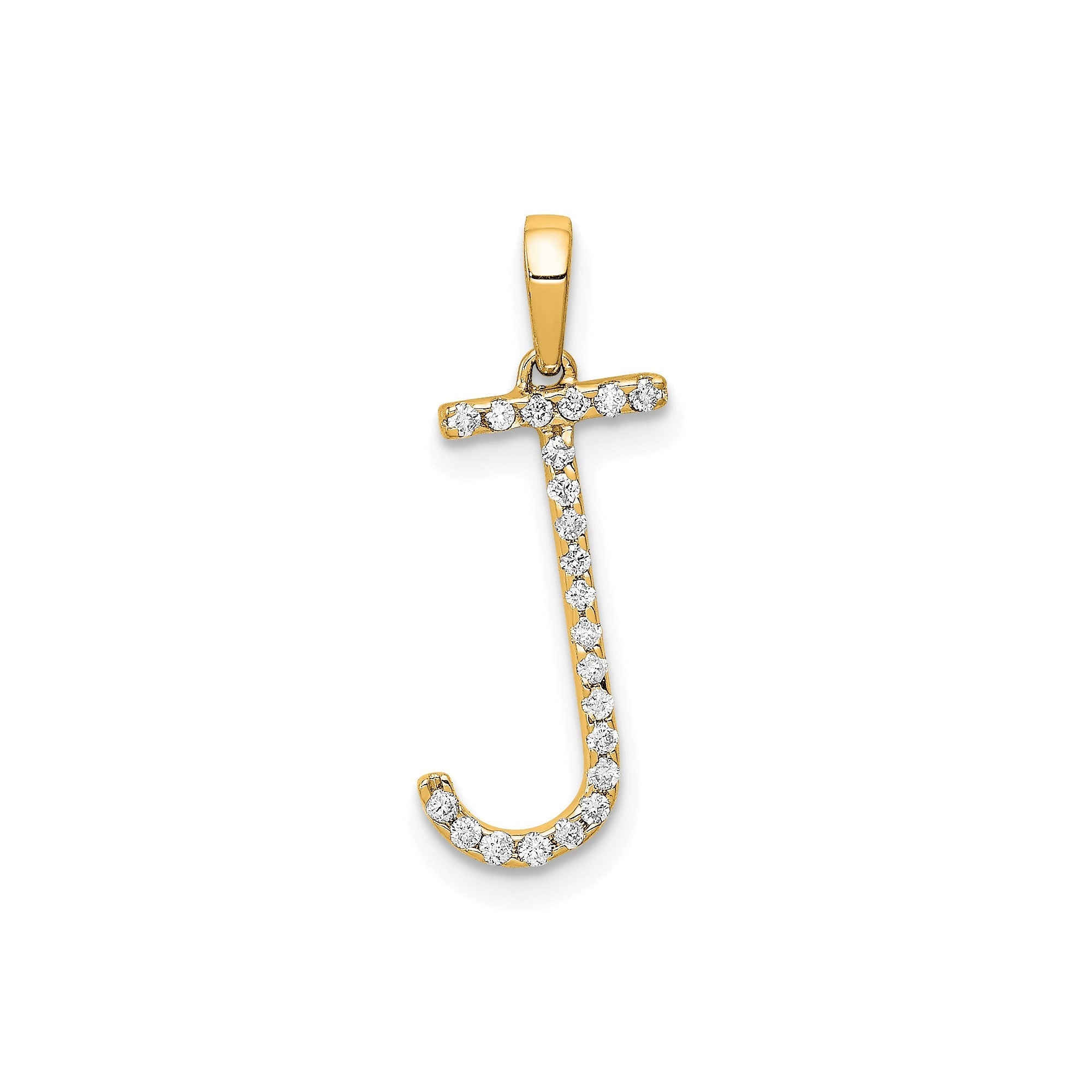 14K Yellow Gold Diamond Letter Initial Pendant - JewelryAffairs