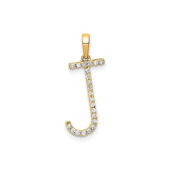 14K Yellow Gold Diamond Letter Initial Pendant