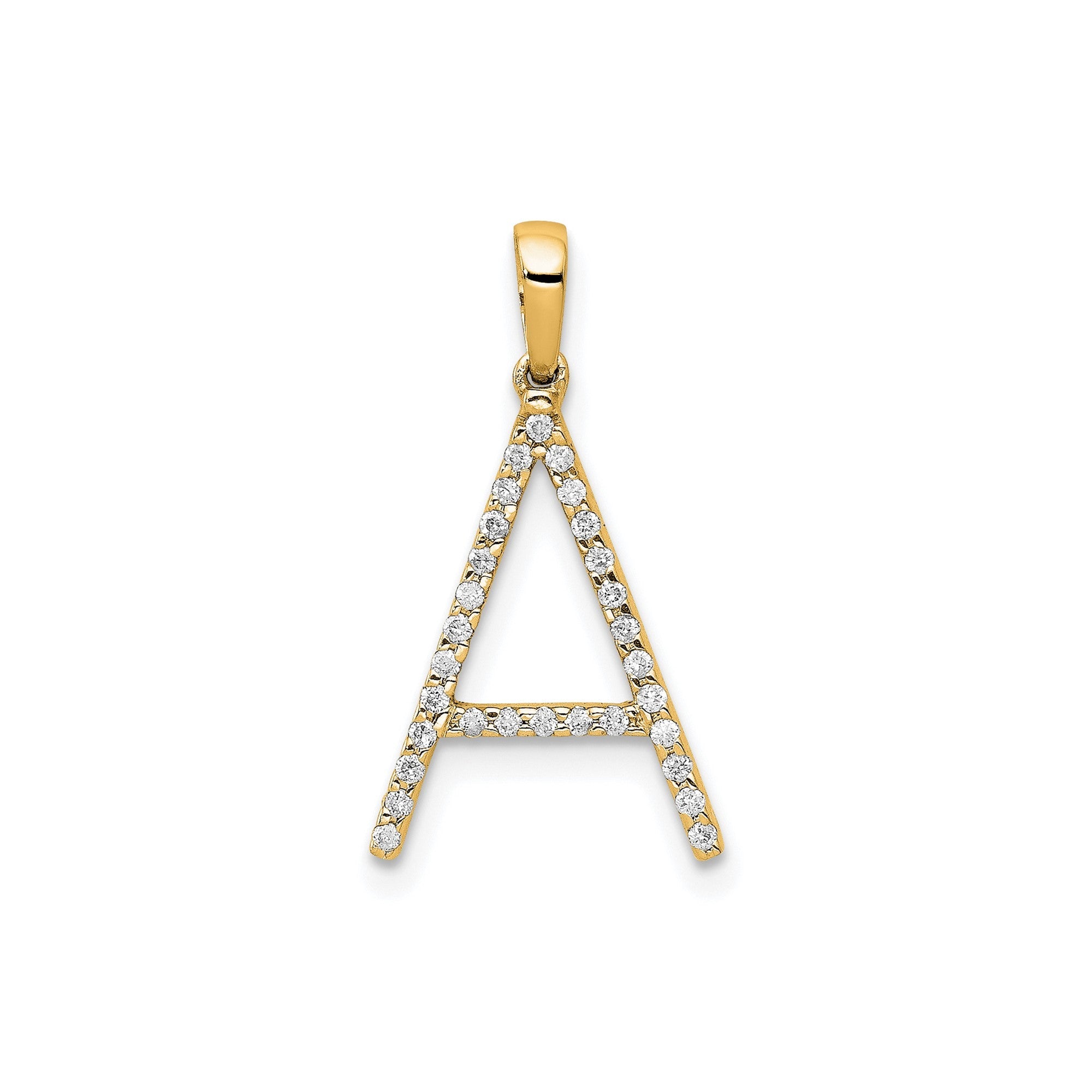 14K Yellow Gold Diamond Letter Initial Pendant - JewelryAffairs