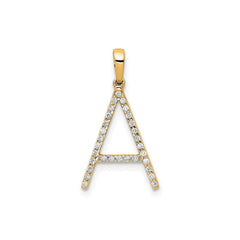 14K Yellow Gold Diamond Letter Initial Pendant - JewelryAffairs
