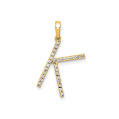 14K Yellow Gold Diamond Letter Initial Pendant