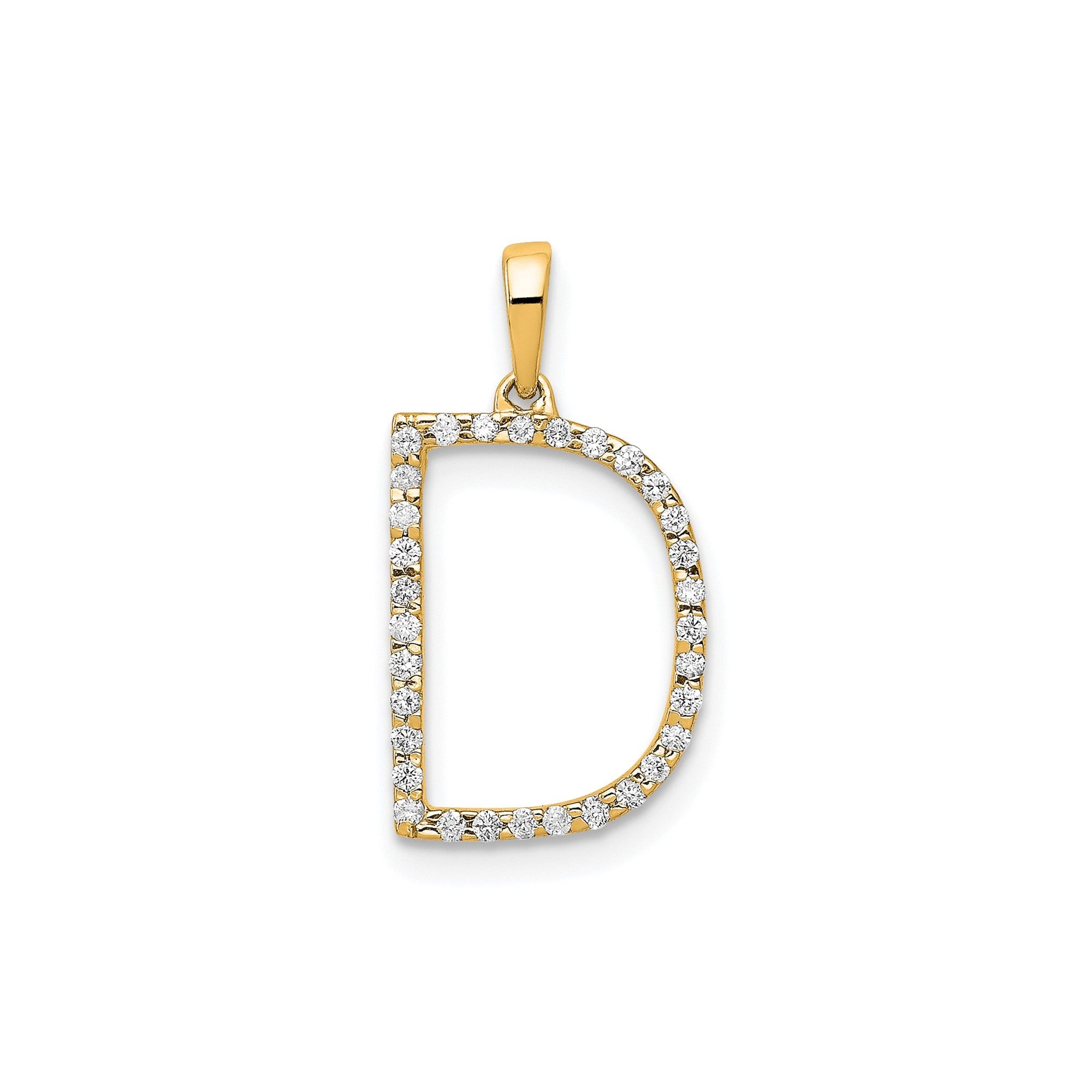 14K Yellow Gold Diamond Letter Initial Pendant - JewelryAffairs