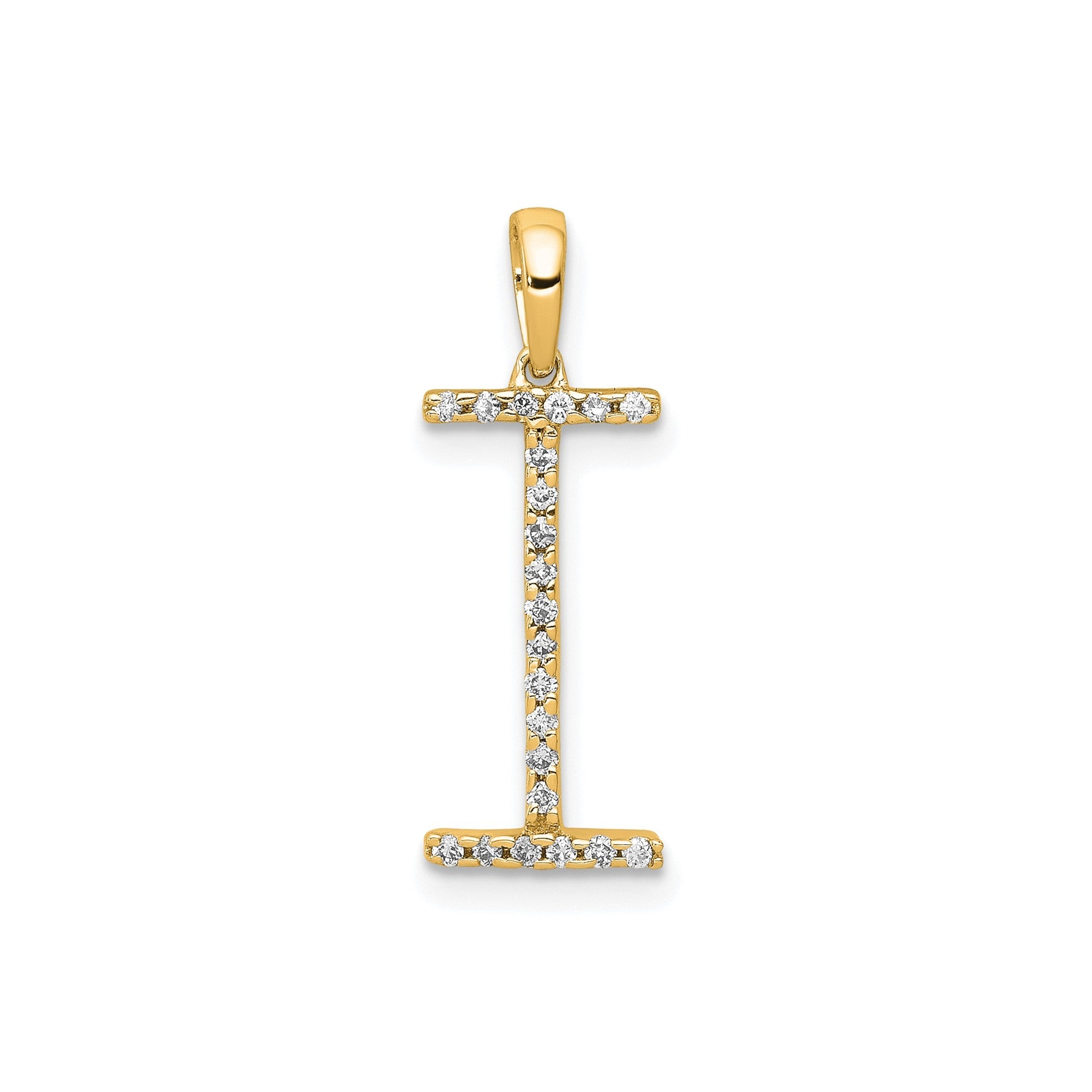 14K Yellow Gold Diamond Letter Initial Pendant - JewelryAffairs